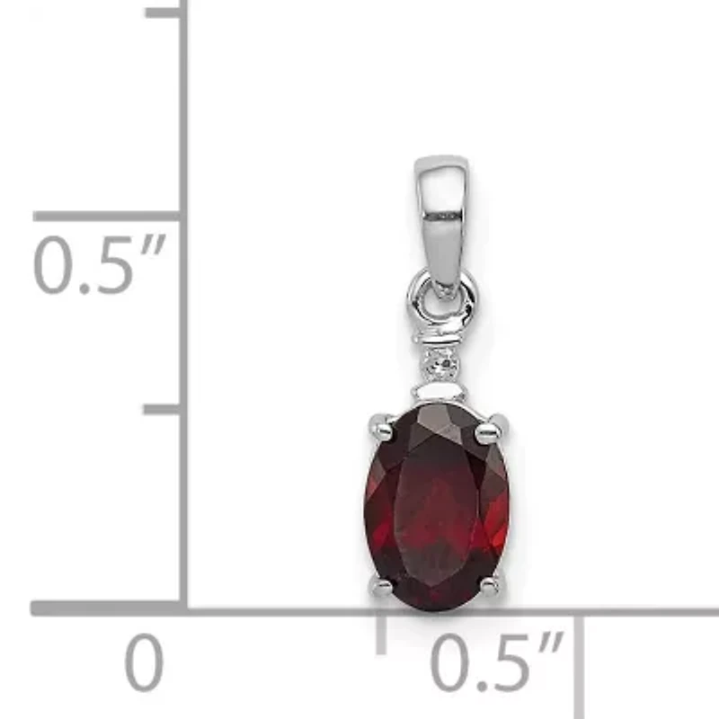 1 ct. t.w. Garnet and 0.01 ct. t.w. Diamond Pendant in Rhodium-plated Sterling Silver