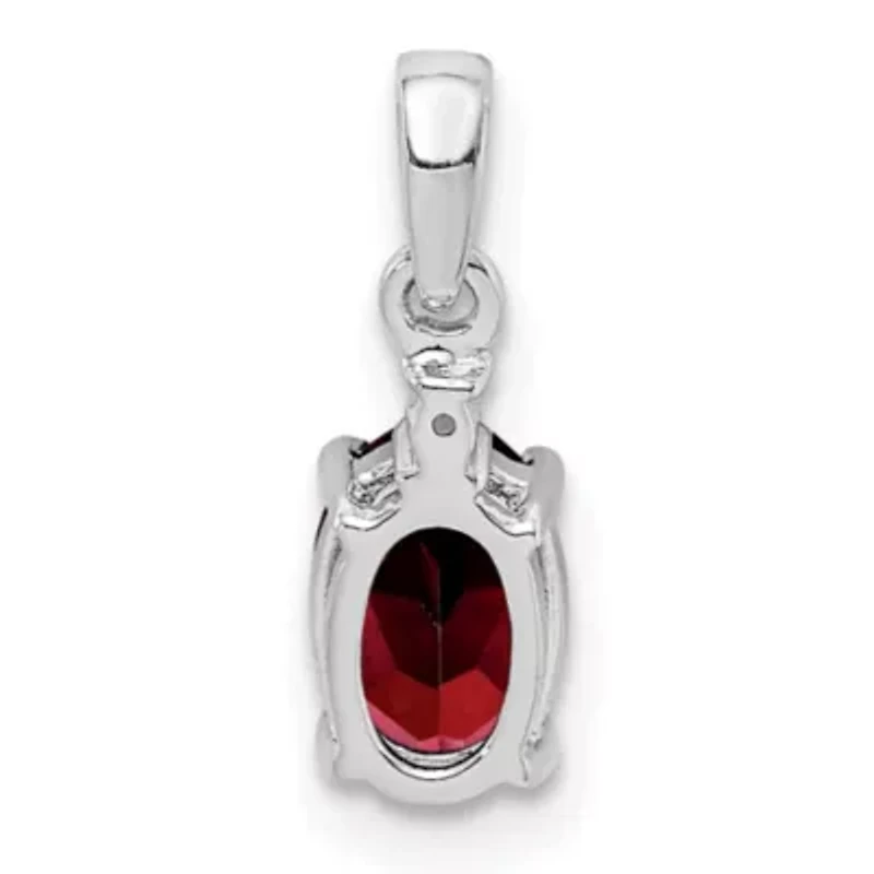 1 ct. t.w. Garnet and 0.01 ct. t.w. Diamond Pendant in Rhodium-plated Sterling Silver
