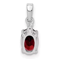 1 ct. t.w. Garnet and 0.01 ct. t.w. Diamond Pendant in Rhodium-plated Sterling Silver