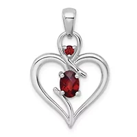 3/4 ct. t.w. Amethyst Polished Open Heart Pendant in Rhodium-plated Sterling Silver