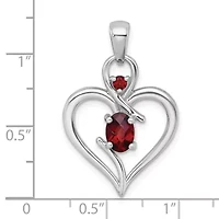 3/4 ct. t.w. Amethyst Polished Open Heart Pendant in Rhodium-plated Sterling Silver