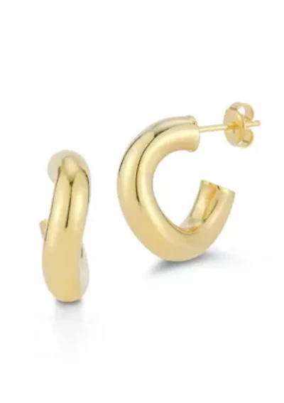 Sterling Silver Small Wave Tube Hoop Earrings