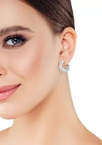 Sterling Silver Small Wave Tube Hoop Earrings