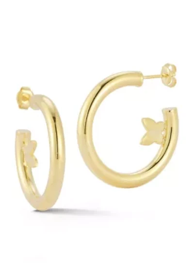 Sterling Silver Butterfly Hoop Earrings