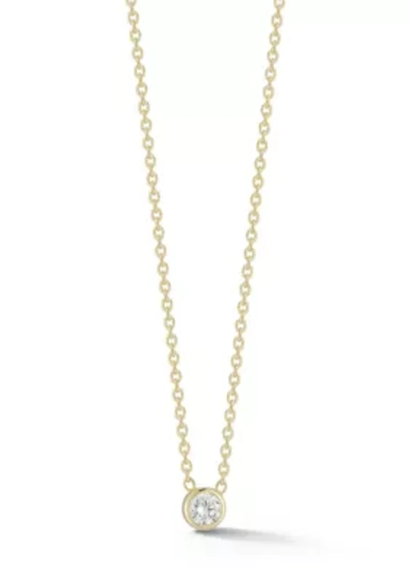 Sterling Silver Cubic Zirconia Bezel Solitaire Necklace