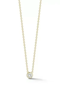 Sterling Silver Cubic Zirconia Bezel Solitaire Necklace