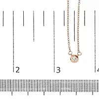 10K Gold 1/ Cttw Round Diamond Modern Bezel-Set Solitaire 16"-18" Pendant Necklace