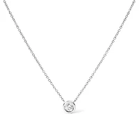 10K Gold 1/10 Cttw Round Diamond Modern Bezel-Set Solitaire Pendant Necklace