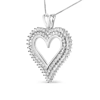 .925 Sterling Silver 1.00 Cttw Diamond Heart 18" Pendant Necklace