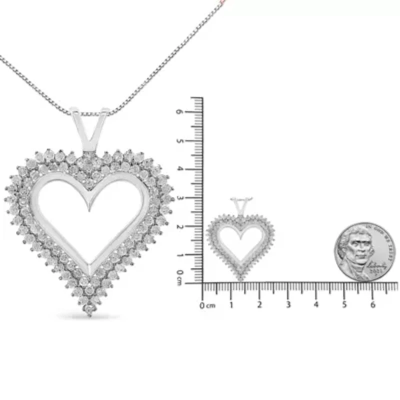 .925 Sterling Silver 1.00 Cttw Diamond Heart 18" Pendant Necklace