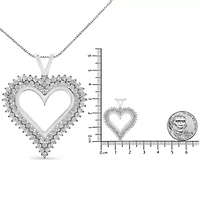 .925 Sterling Silver 1.00 Cttw Diamond Heart 18" Pendant Necklace