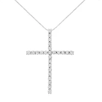 Silver 2 1/2 cttw Diamond Cross Pendant Necklace