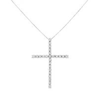 Silver 2 1/2 cttw Diamond Cross Pendant Necklace
