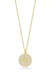 Sterling Silver Cubic Zirconia Medallion Pendant Necklace