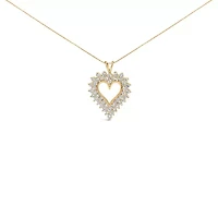 .925 Sterling Silver 3.00 Cttw Diamond Cluster Heart 18" Pendant Necklace
