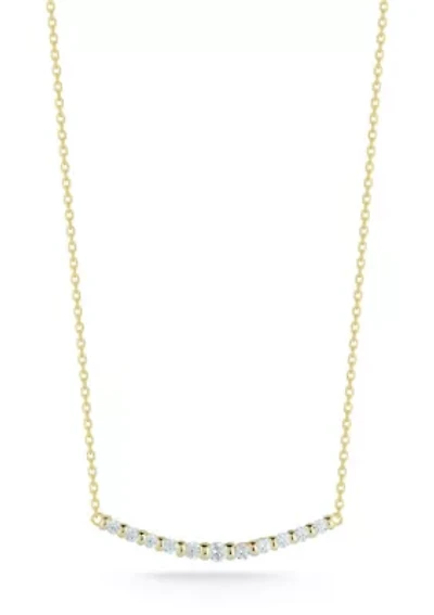 Sterling Silver Cubic Zirconia Curved Bar Necklace