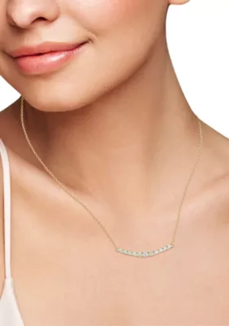 Sterling Silver Cubic Zirconia Curved Bar Necklace