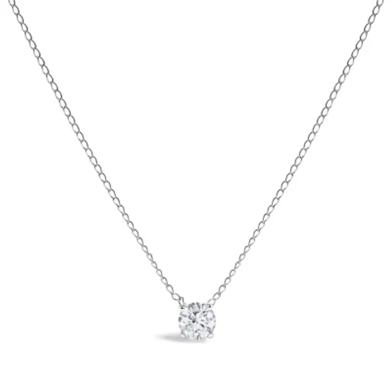Lab Created 14K Gold Floating 1/2 Cttw Lab Grown Diamond Solitaire Pendant Necklace - 18" Inches