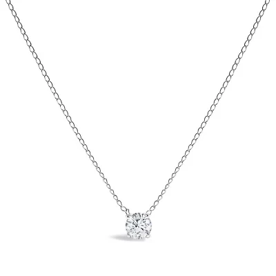 Lab Created 14K Gold Floating 1/2 Cttw Lab Grown Diamond Solitaire Pendant Necklace - 18" Inches
