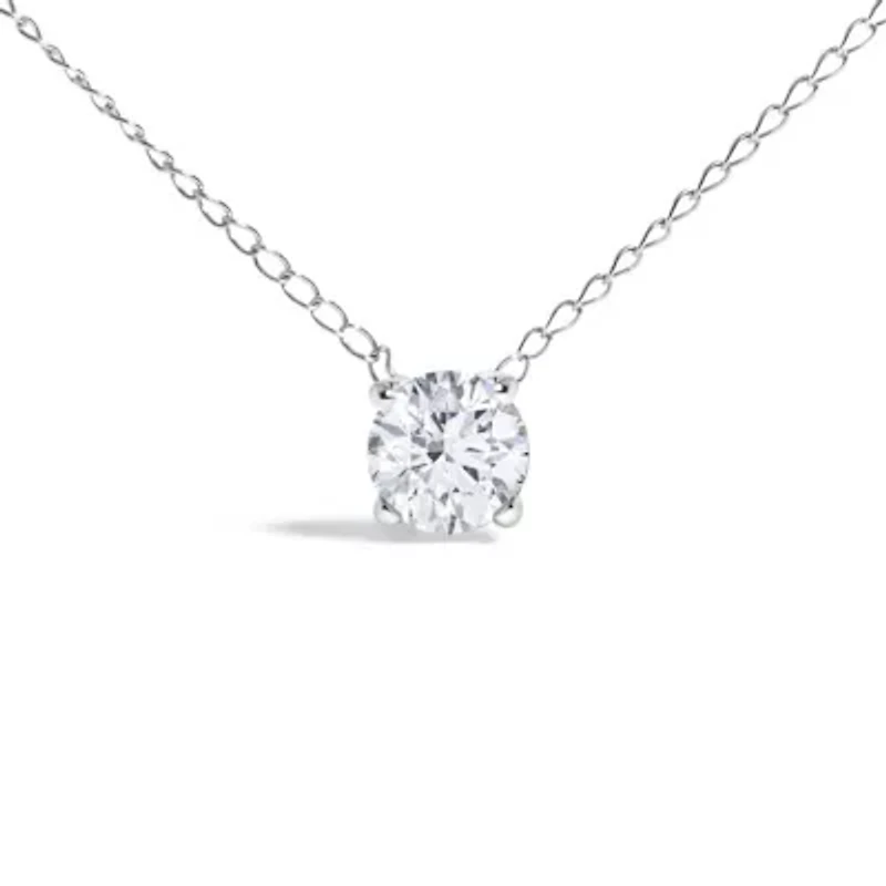 Lab Created 14K Gold Floating 1/2 Cttw Lab Grown Diamond Solitaire Pendant Necklace - 18" Inches