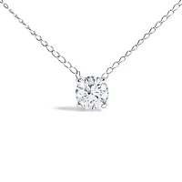 Lab Created 14K Gold Floating 1/2 Cttw Lab Grown Diamond Solitaire Pendant Necklace - 18" Inches