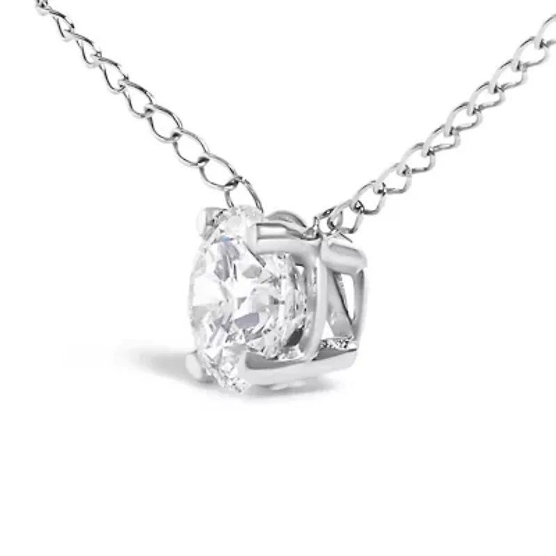 Lab Created 14K Gold Floating 1/2 Cttw Lab Grown Diamond Solitaire Pendant Necklace - 18" Inches