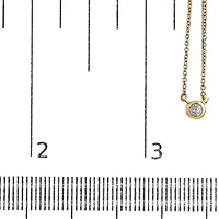 10K Gold 1/10 Cttw Diamond Modern Bezel-Set Solitaire 16"-18" Pendant Necklace