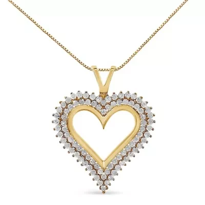 925 Sterling Silver Cttw Diamond Heart 18" Pendant Necklace