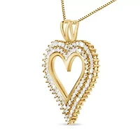925 Sterling Silver Cttw Diamond Heart 18" Pendant Necklace