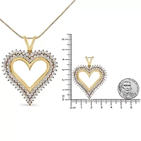 925 Sterling Silver Cttw Diamond Heart 18" Pendant Necklace