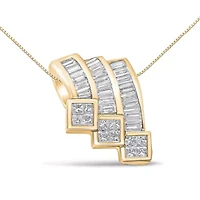14K Gold 1 1/2 Cttw Diamond Triple Curve Pendant ONLY