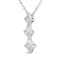 10K Gold 1/5 Cttw Princess Cut Diamond 3 Stone Drop 18" Pendant Necklace