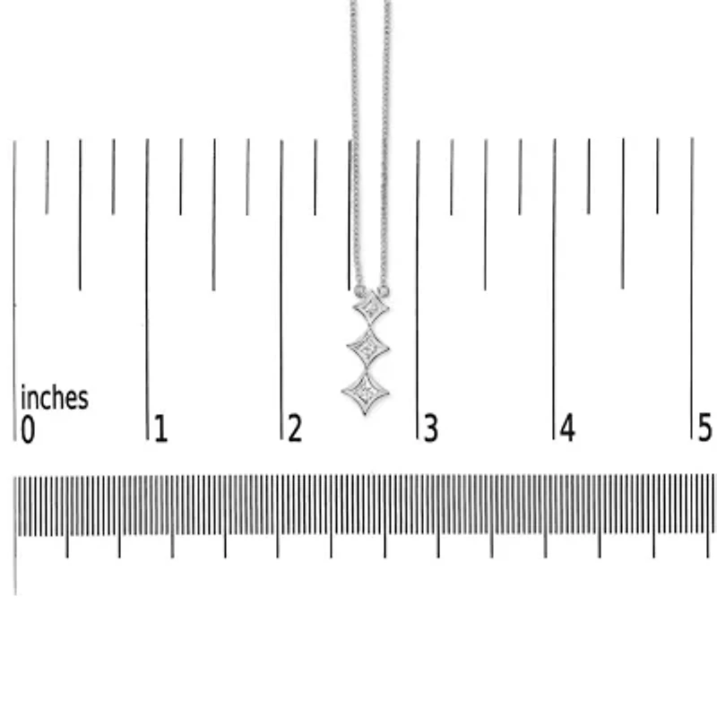 10K Gold 1/5 Cttw Princess Cut Diamond 3 Stone Drop 18" Pendant Necklace