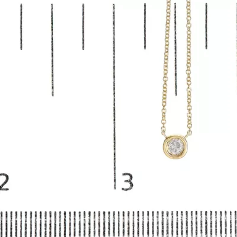 10K Gold 1/2 Cttw Round Diamond Modern Bezel-Set Solitaire 16"-18" Pendant Necklace