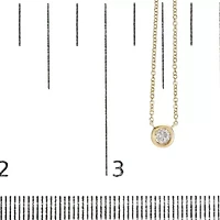 10K Gold 1/2 Cttw Round Diamond Modern Bezel-Set Solitaire 16"-18" Pendant Necklace
