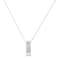 14K Gold 1/2 Cttw Princess Cut Diamond Vertical Bar Block Pendant 18" Necklace