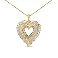 Silver 1 1/2 Cttw Baguette Diamond Composite Heart 18" Inch Pendant Necklace