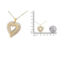 Silver 1 1/2 Cttw Baguette Diamond Composite Heart 18" Inch Pendant Necklace