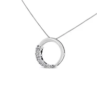 14K Gold 1/4 Cttw Graduating Diamond Open Circle Hoop 18" Pendant Necklace