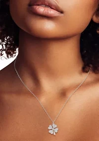 Sterling Silver Cubic Zirconia Clover Pendant Necklace