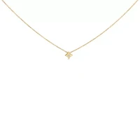 10K Gold 1/10 Cttw Bezel Set Solitaire Princess Diamond Kite Shaped Pendent Necklace