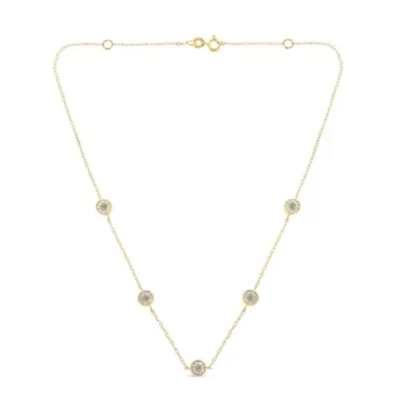 Sterling Silver 1/2 Cttw Diamond Station Necklace