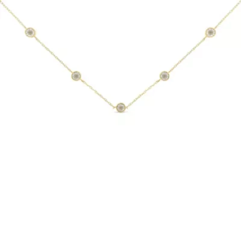 Sterling Silver 1/2 Cttw Diamond Station Necklace