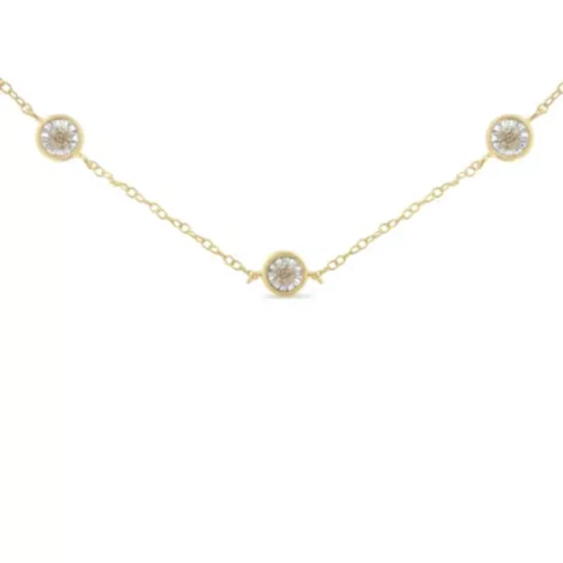 Sterling Silver 1/2 Cttw Diamond Station Necklace