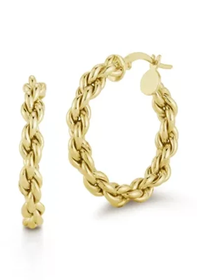 Sterling Silver Rope Chain Hoop Earrings