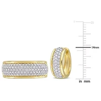 2 Piece Set of Created White Moissanite Triple Row Hoop Earrings & Semi-Eternity Ring Yellow Plated Sterling Silver