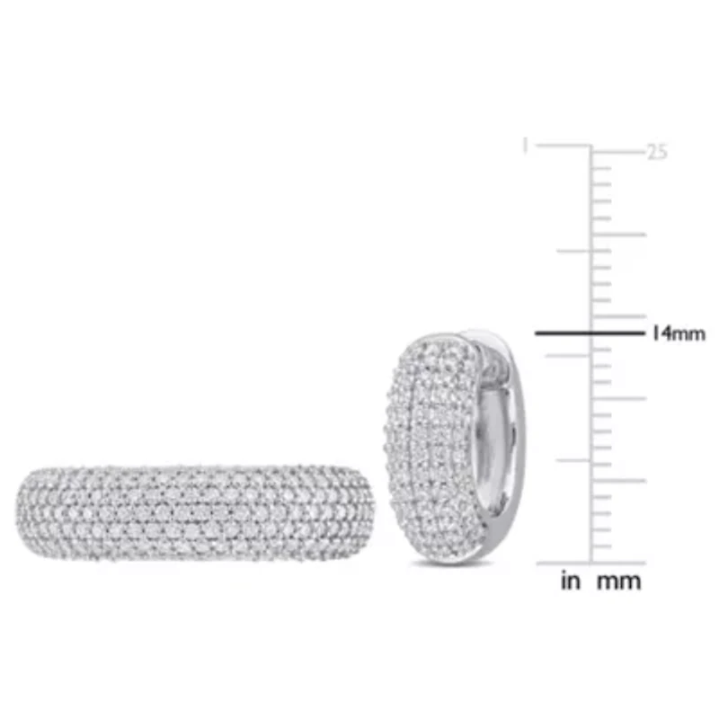 Lab Created 2 Piece Set of White Moissanite Multi-Row Hoop Earrings & Semi-Eternity Ring Sterling Silver