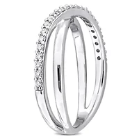 Lab Created 2 Piece Set of White Moissanite Hoop Earrings & Criss-Cross Ring Sterling Silver