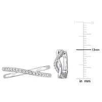 Lab Created 2 Piece Set of White Moissanite Hoop Earrings & Criss-Cross Ring Sterling Silver
