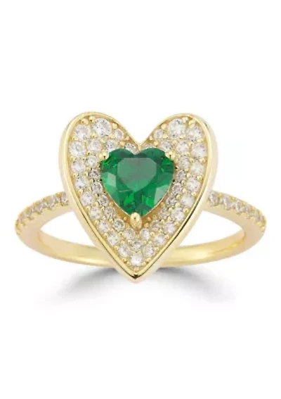 Sterling Silver Cubic Zirconia Concave Heart Ring
